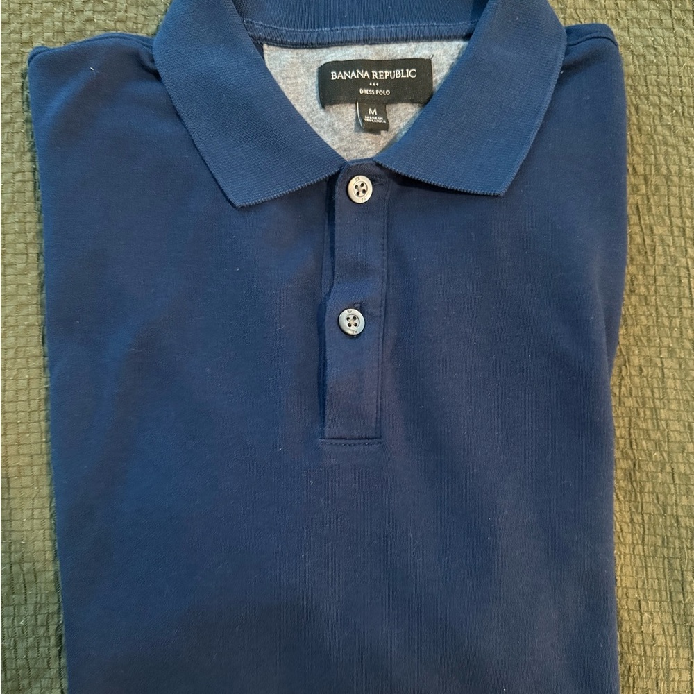 Banana Republic Men's Navy Dress Polo Shirt - Picture 3 of 4